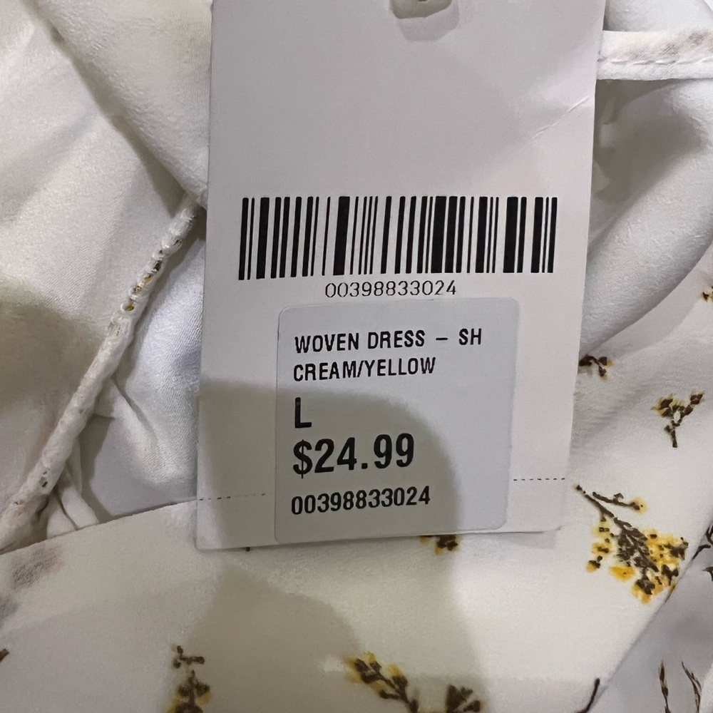 BRAND NEW Forever 21 Woven Cream and Yellow Floral Ruffle Detail Dress JRS L - Picture 3 of 5